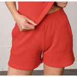 NOBLE High Waist Waffle Knit Lounge Shorts XS Comfy Casual Cotton Burnt Orange Photo 0