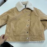 Derek‎ Lam Coat Womens X Small Brown Tan Oversized Shearling Jacket Faux Leather Size XS Photo 15