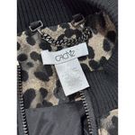 Cache Womens Jacket Brown Leopard Wool Full Zip Bomber Cropped Stretch Medium Photo 2