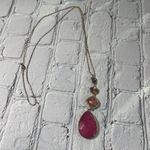 Lane Bryant  Magenta Gold Tone Teardrop Necklace Photo 4