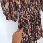 Evereve NWT Hayes Puff Sleeve Mini Dress V-Neck Ikat Print Rust Brown Women's S Photo 4