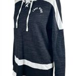 PINK - Victoria's Secret PiNK Victoria’s Secret Black Hockey Jersey Graphic Pullover Sweatshirt Top XS Photo 3