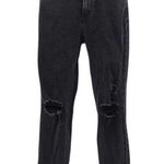 Abercrombie & Fitch The Ankle Straight Ultra High Rise Distressed Jeans Black 24 Photo 0