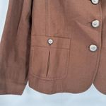 Talbots  Women's Linen‎ Blend Three Button Chocolate Brown Blazer Jacket Size 12 Photo 2