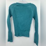 DKNY Women's Teal Blue Y2K Henley Style Cable Knit Sweater Size Small Photo 1