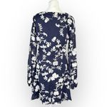 Lulus Mini Dress Women's Large Navy Blue White Embroidered Long Sleeve V-Neck Photo 3