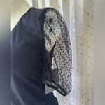 Lark + Grey NWT Women's V Neck Puff Mesh Polka Dot Sleeves Bodysuit L XL Black Size L Photo 4