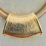 Gold Tone Herringbone Snake Chain Necklace w/ Sculptural Slide Pendant Photo 5