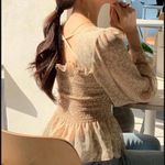 Le lis  Peasant Top Blouse M Floral Crop Long Sleeve Ruffle Boho Cottage Romantic Photo 7