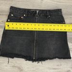 We The Free Black Denim Zip Up Front Mini Skirt Bottom Fringe Size 25 Photo 3
