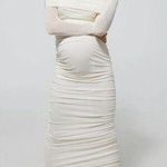 BUMPSUIT NEW Off The Shoulder Soft Mesh Maternity Dress in Ivory Photo 0