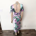 ASOS [ Curve] Purple Green Floral Print Twist Front Satin Midi Dress NWT Size 12 Photo 2