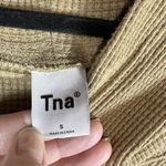Aritzia  Tna Long Sleeve Waffle Knit Thermal‎ Tan Hooded Shirt Women's Small Photo 3