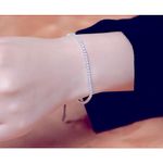 Boutique NEW White Gold‎ Plated S925 Simulated Diamond Slide Tennis Bracelet, Adjustable Photo 4