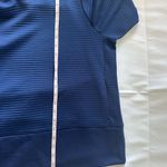 Nike Hoodie Womens L Medium Blue Ribbed Hooded Sweatshirt Pullover Cropped Photo 4