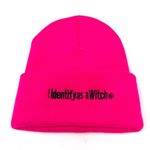 PORT & COMPANY “Identify as a Witch” hot pink beanie, NWOT Photo 3