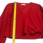 Madewell  Texture & Thread Crepe Wrap Top in Cherry Red Holiday Party Flirty M Photo 11