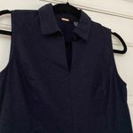 T Tahari Sleeveless Collared Linen Dress Lightweight Navy Blue Size 4 Blend Photo 1