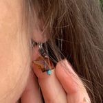 Handmade Tiny Beaded Elephant Fish Hook Back Earrings Brown Photo 2