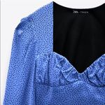 ZARA  Black and Blue Polka Dot Crop Top Photo 3