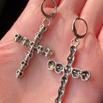Handmade skull cross goth rock grunge style unique earrings✝️ Photo 4