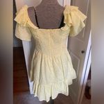 AQUA  V-Neck Ruffled Eyelet Mini Dress Women's Large Yellow Short Flutter Sleeve Photo 9