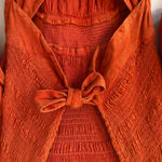 Free People Red Orange String of Hearts Button Down Puff Sleeve Maxi Dress Small Photo 5