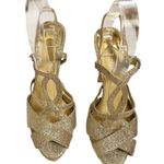 Gianni Bini “Myra” Platform Champagne Gold Sandals Strappy Stiletto Heel 8.5 EUC Photo 4