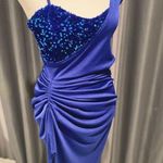 NWOT Sexy Bodycon Royal Blue Women’s One Shoulder Split Pencil Cocktail Dress Photo 6
