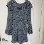 Free People NWT Blue Floral Ruffle Mini Dress Long Bell Sleeves Size 4 Photo 2