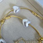 Boutique Gold Necklace With Pearl Hearts Photo 5