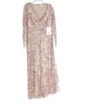 Mac Duggal NWT 70224 Pink Floral Applique Long Sleeve Illusion Gown Size 8 Photo 2