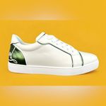 Christian Louboutin Fun Vieira Flat Leather Metallic Logo Sneakers Size EU 39.5 Photo 2