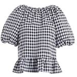 Topshop NWT Gingham Puff Sleeve Peplum Tie Back Crop Top Blouse US 8 UK 12 Photo 3
