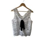 Ann Taylor LOFT White & Black Floral Lace Bow Double V Cami Tank Top Sz Small Photo 1