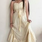 Vintage Boho Fairytale Prairie Ruffle Lace Sweetheart Neckline Maxi Dress White Photo 0