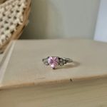 Pink Heart Promise Ring Silver Girly “Constanta” Elegant Coquette Blush Jewelry Photo 4