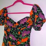 ZARA  Size M Mini Dress Dark Purple Red Floral Milkmaid Ruched Photo 1