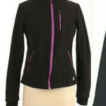 Blanc Noir Zip Front Hooded Active Utility Jacket Windbreaker Black Size Medium Photo 0