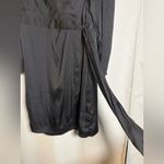 Banana Republic Black Satin Long Sleeve Wrap Mini Dress 16 Photo 6
