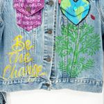Levi's Womens Xiye Bastida Climate Activist Hand Painted Trucker Denim Jacket Photo 5