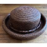 Women's Brown Raffia (?) Bowler Hat Rolled Brim Vintage Liz Claiborne 12” X 10” Photo 1