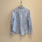 Lilly Pulitzer  Blue Sea View Linen Button Down Linen Shirt Top Women’s Medium Photo 7