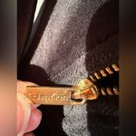 Calvin Klein Black Velvet Jacket Gold Zipper Hardware Over Sized Collard Sz XS Photo 3