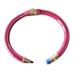 Betsey Johnson  Pencil Hinged Bangle Cuff Bracelet Pink, Gold Blue Photo 4