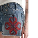 Lucky Brand  Embroidered Mid Rise Denim Boy Shorts 6/28 Photo 1