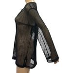 Sand N Sun Black Mesh Sequined Slit V Neck Beach Pullover Cover Up Womens Small Photo 3