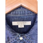 AllSaints Polly Denim Midi Dress Size 2 Pearl Snap Button Boho Western Cowgirl Blue Photo 14