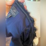 Adrianna Papell  Scalloped Lace Square Neck 3/4 Sleeve Back Navy Dress Photo 11