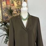 Le Suit  Women Long Sleeve Lined Lapel Notch Blazer Olive Green 12 Hidden Button Photo 1
